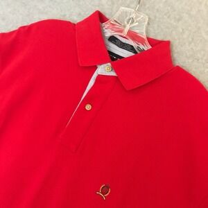 TOMMY HILFIGER Golf Polo Shirt Mens Large Red Short Sleeve 100% Cotton Casual